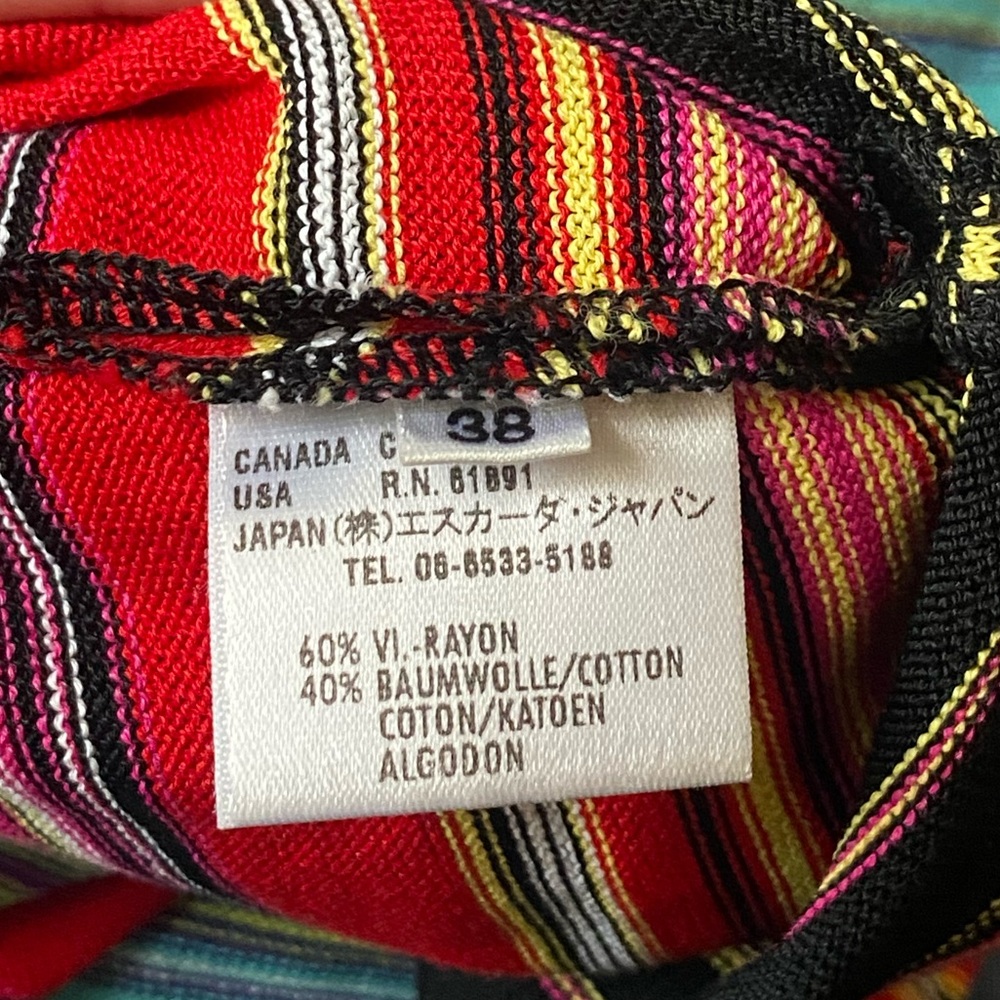 Escada striped multicolor sleeveless cotton rayon Y2K tank top size 38 medium - Picture 5 of 5